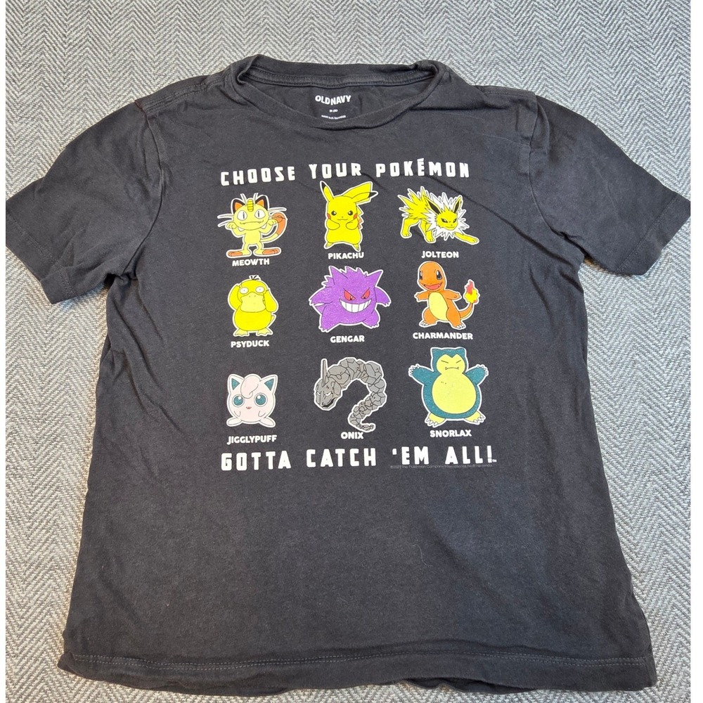 Old Navy Pokemon Choose Your Pokemon Graphic Tee Charcoal Gray Boys Size M 8